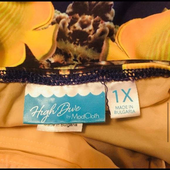 ModCloth High Dive Vintage Pin Up Tropical Swim 1X - Picture 5 of 6